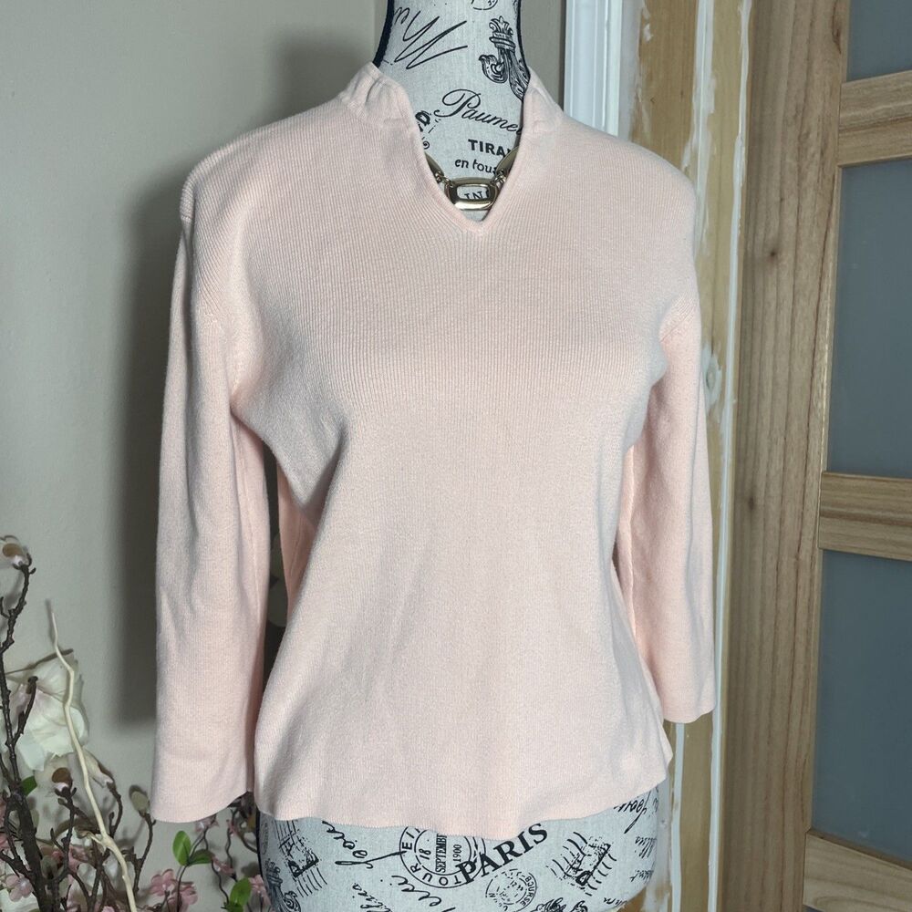 Preswick & Moore Mock Neck Sweater Womens PM Pink Pullover Classic Knit